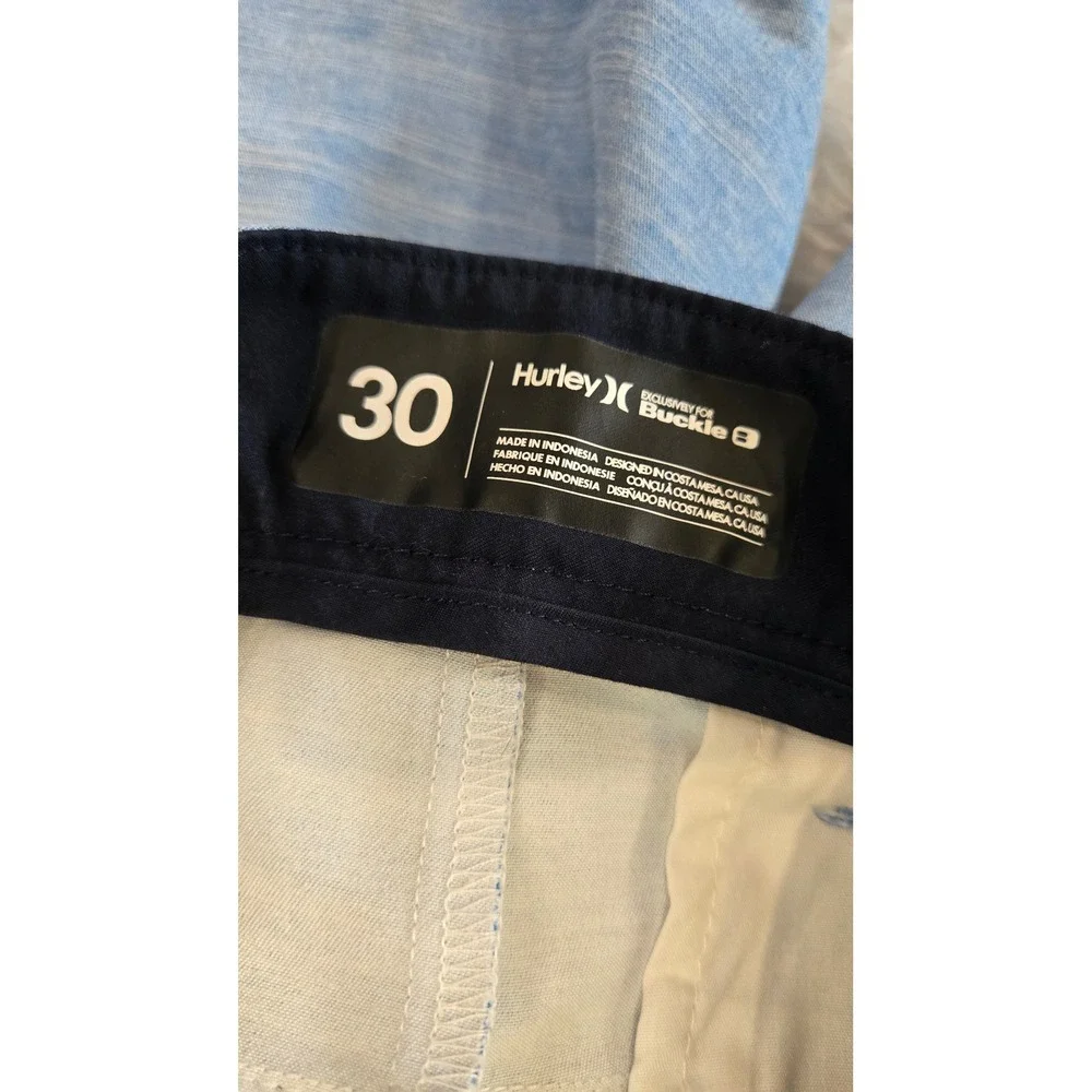 Hurley Hybrid Shorts Mens Size 30‎ Blue Textured Performance Stretch Golf Casual
